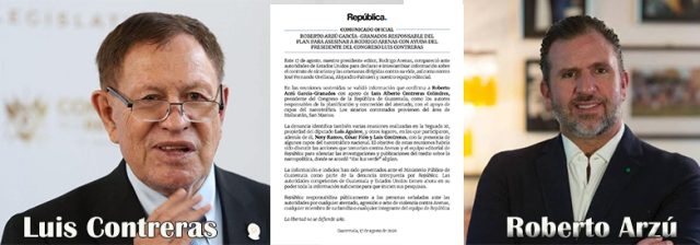 Acusan al presidenciable de Cabal, Roberto Arzú, como responsable de un plan para asesinar a Rodrigo Arenas, con ayuda del presidente del Congreso Luis Contreras.