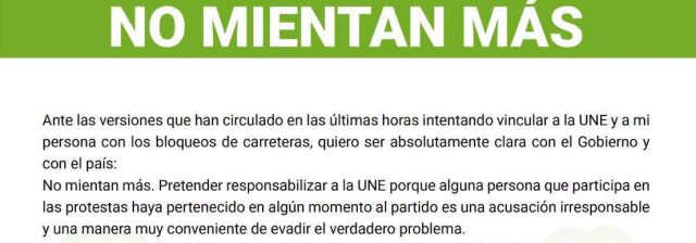 Sandra Torres: «La UNE no organiza ni dirige estos bloqueos»