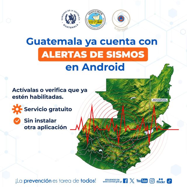 Guatemala incorpora sistema de alertas sísmicas para teléfonos Android